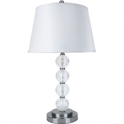 Furniture of America Oona Contemporary Glass Metal White-Clear Table Lamp (2-Box) Model L76188T-2PK