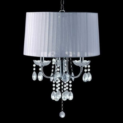 Furniture Of America Jada Glam Metal Chrome/White Ceiling Lamp | L76733WH-H