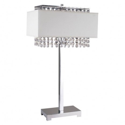 Furniture of America Naya Glam Crystal Metal Chrome-White Table Lamp Model L7733WH