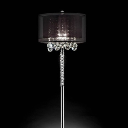 Furniture of America Minn Glam Crystal Metal Chrome Floor Lamp Model L9150F