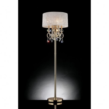Furniture of America Deborah Traditional Crystal Gold Floor Lamp Model L9155F