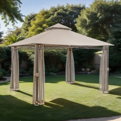 Furniture Of America Gordola Transitional Fabric, Metal Brown Outdoor Canopy 13' X 10' | LA-A001BR