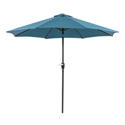 Furniture of America Soli Contemporary Fabric Steel Blue 9' Outdoor Umbrella with Auto Tilt + 21" Round Base Model LA-A009BL+BASE