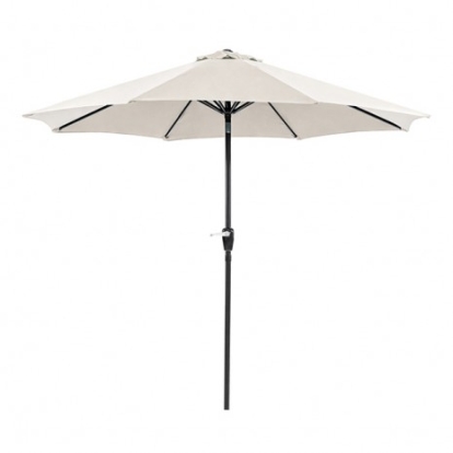 Furniture of America Soli Contemporary Fabric Steel Beige 9' Outdoor Umbrella with Auto Tilt + 21" Round Base Model LA-A009SV+BASE