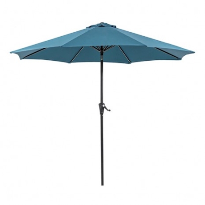 Furniture of America Tano Contemporary Fabric Steel Blue 9' Outdoor Umbrella + 21" Round Base Model LA-A010BL+BASE