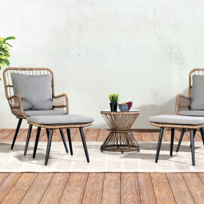 Furniture of America Chandu Contemporary Fabric Glass Metal Natural-Black-Light Gray 6 Pc. Conversation Set Model LA-A021NT-5PK-Chair