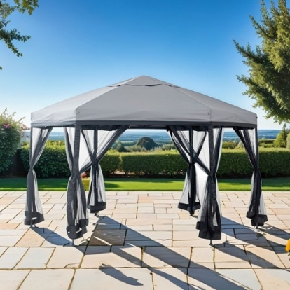 Furniture Of America Arali Contemporary Fabric, Metal Gray Hxz Pop Up Gazebo | LA-A023GY
