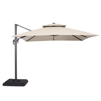 Furniture Of America Hero Contemporary Aluminum, Polyester Fabric Beige 10 Ft Square Umbrella W/ Double Top + 37" Large Base | LA-A028BG+BASE