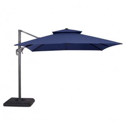 Furniture Of America Hero Contemporary Aluminum, Polyester Fabric Blue 10 Ft Square Umbrella W/ Double Top + 37" Large Base | LA-A028BL+BASE