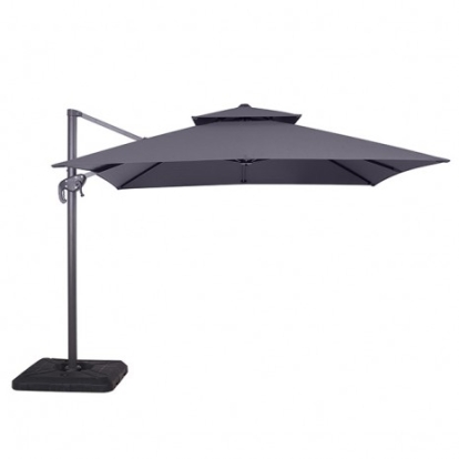Furniture of America Hero Contemporary Aluminum Polyester Fabric Gray 10 Ft Square Umbrella with Double Top + 37" Large Base Model LA-A028GY+BASE