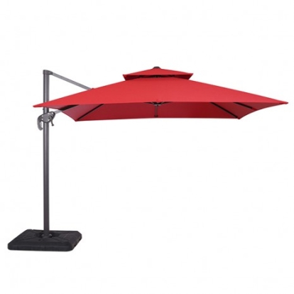 Furniture of America Hero Contemporary Aluminum Polyester Fabric Red 10 Ft Square Umbrella with Double Top + 37" Large Base Model LA-A028RD+BASE