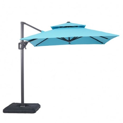Furniture Of America Fida Contemporary Aluminum, Polyester Fabric Teal 8 Ft Square Umbrella W/ Double Top + 37" Large Base | LA-A029TL+BASE
