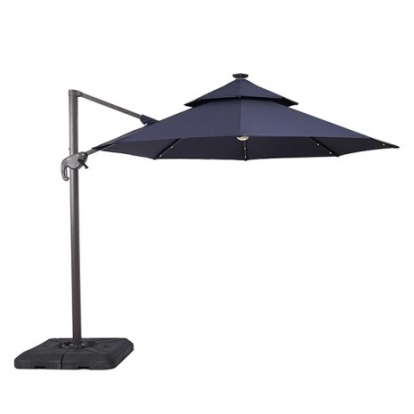 Furniture Of America Nuti Contemporary Aluminum, Polyester Fabric Blue 10 Ft Round Umbrella W/ Led Light + 37" Large Base | LA-A031BL+BASE