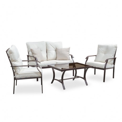 Furniture of America Arezzo Transitional Fabric Metal Beige 5 Pc. Outdoor Furniture Set Model LA-L005BG-4PK