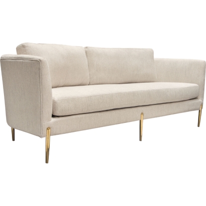 Diamond Sofa LANESOCM Lane Sofa Light Cream Fabric Gold Metal Legs