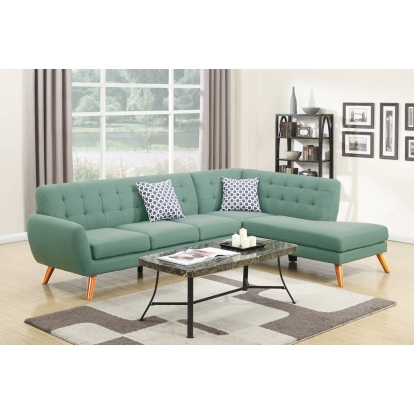 Poundex 2-Piece Sectional Set With 2 Accent Pillows Model F6955
