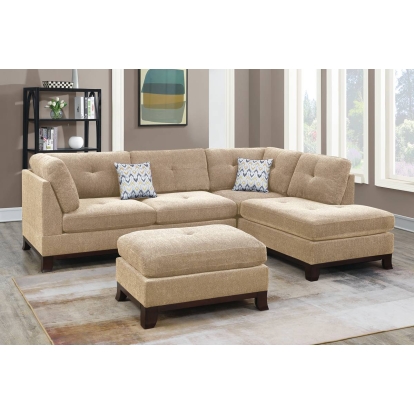 Poundex 3-Piece Sectional Set With Ottoman Model F6478