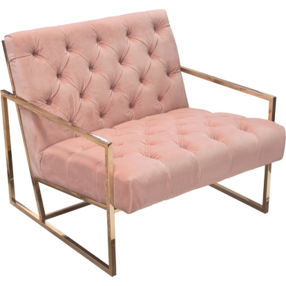 Diamond Sofa LUXECHPN Luxe Accent Chair Tufted Blush Pink Tufted Velvet Polished Gold Stainless