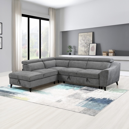 ACME Wrenley Sectional Sofa With Sleeper & Storage Model LV03160