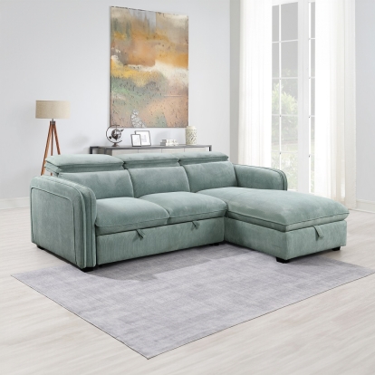 ACME Zavala Sectional Sofa With Sleeper & Storage Model LV03190