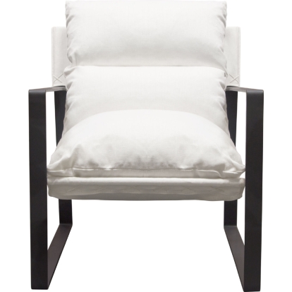 Diamond Sofa MILLERCHWH Miller Sling Accent Chair White Linen Fabric Black Metal