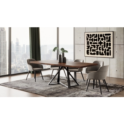 Modrest Keanna - Modern Industrial Walnut & Black Dining Table Dining Table Walnut furniture-00177922 Vig Furniture VGEWF2208DA-WAL-DT