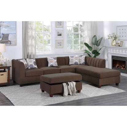 Poundex 3-Piece Sectional Set With Ottoman Model F8829