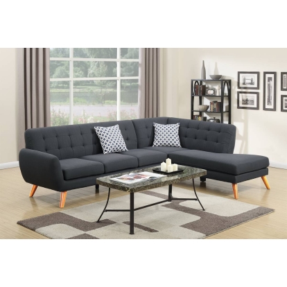 Poundex 2-Piece Sectional Set With 2 Accent Pillows Model F6954