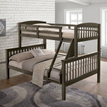Furniture Of America Brookings Transitional Solid Hardwood Gray Twin/Full Bunk Bed | NX-BK001GY-BED