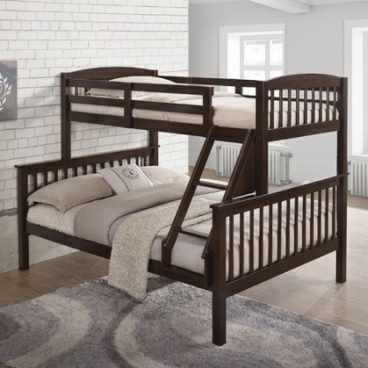 Furniture of America Brookings Transitional Solid Hardwood Dark Cherry Twin-Full Bunk Bed Model NX-BK001ML-BED