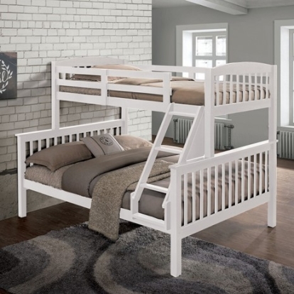 Furniture of America Brookings Transitional Solid Hardwood White Twin-Full Bunk Bed Model NX-BK001WH-BED