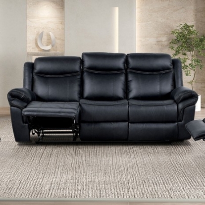 Furniture Of America Agata Transitional Leatherette, Solid Wood, Others Black Manual Sofa | NX6001BK-SF