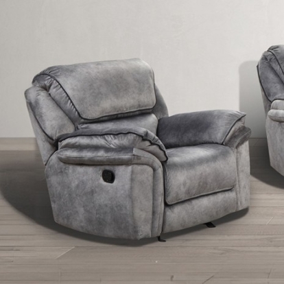 Furniture of America Themis Transitional Leatherette Solid with Wood Gray Manual Recliner Model NX6002GY-CH