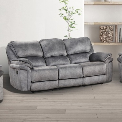 Furniture of America Themis Transitional Leatherette Solid with Wood Gray Manual Sofa Model NX6002GY-SF