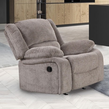 Furniture of America Cosimo Transitional Chenille Solid with Wood Mocha Manual Recliner Model NX6003GY-CH