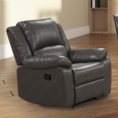 Furniture of America Letha Transitional Breathable Leather Solid with Wood Gray Glider Recliner Model NX6008GY-CH
