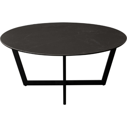 Diamond Sofa ONYXCTBL Onyx Round Coffee Cocktail Table Black Ceramic Glass Black Metal