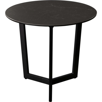 Diamond Sofa ONYXETBL Onyx Round End Table Black Ceramic Glass Black Metal