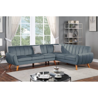 Poundex 2-Piece Sectional Set With 2 Accent Pillows Model F8870