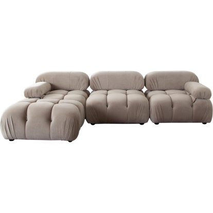 Diamond Sofa PALOMA1LC1AC1RC1OTTN Paloma 4 Piece Modular Reversible Sectional Sofa Tufted Mink Tan Velvet