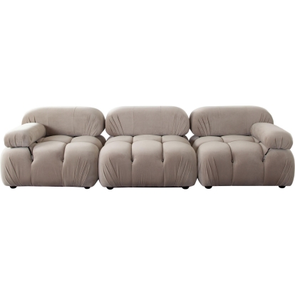 Diamond Sofa PALOMA1LC1AC1RCTN Paloma 3 Piece Modular Sofa Tufted Mink Tan Velvet
