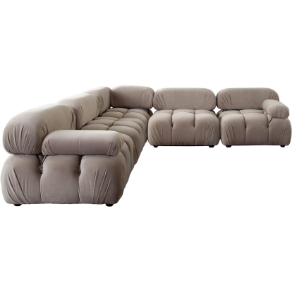 Diamond Sofa PALOMA1LC2AC1SC1RCTN Paloma 5 Piece Modular Corner Sectional Sofa Tufted Mink Tan Velvet