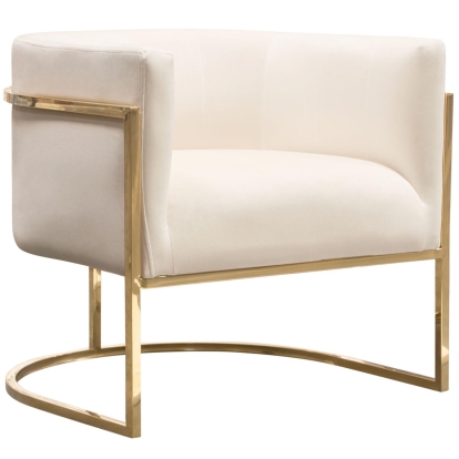 Diamond Sofa PANDORACHCM Pandora Accent Chair Cream Velvet Polished Gold Stainless Steel