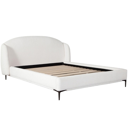 Diamond Sofa PATHWHEKBED Path Low Profile King Bed White Faux Shearling Fabric Black Metal