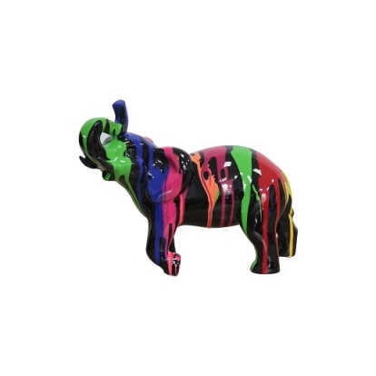 Modrest Multi Colored Black Elephant Sculpture Sculpture Multi-Toned furniture-00179708 Vig Furniture VGTH-PC-0175