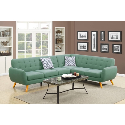 Poundex 2-Piece Sectional Set With 2 Accent Pillows Model F6963