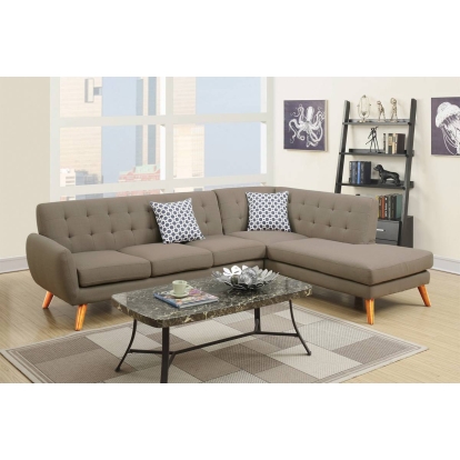 Poundex 2-Piece Sectional Set With 2 Accent Pillows Model F6953