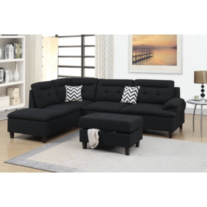 Poundex 3-Piece Sectional Set With Ottoman Model F6588