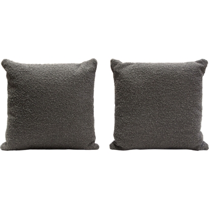Diamond Sofa PILLOW16CC2PK 16" Square Accent Pillows Charcoal Boucle Textured Fabric (Set of 2)