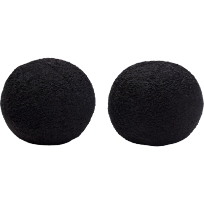 Diamond Sofa PILLOWBALLBL2PK 10" Round Accent Pillows Black Faux Sheepskin (Set of 2)